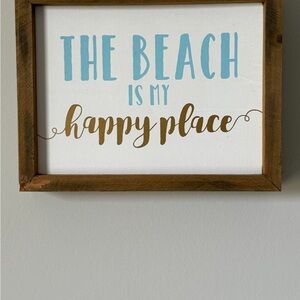 The Beach Is My Happy Place Wall Art - Blue & Gold